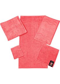 Ross Waschhandschuh &raquo;Cashmere feeling&laquo;, (6 tlg.), mit Wellen-Bord&uuml;re rosa flamingo