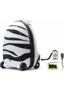 Jamara Kinderkoffer &raquo;Zebra&laquo;, 4 Rollen, mit 2, 4 GHz Fernsteuerung wei&szlig; Elektro- Fahrzeuge