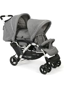 CHIC 4 BABY CHIC4BABY Geschwisterwagen &raquo;Duo, Melange grau&laquo;, mit feststellbaren Doppelschwenk-Vorderr&auml;dern grau Kinderwagen