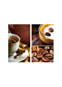Wall-Art Herd-Abdeckplatte &raquo;K&uuml;che Herdabdeckplatte Kaffee&laquo;, (Set, 2 tlg.) braun