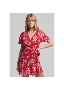 Superdry Sommerkleid, Vintage Minikleid in Wickeloptik rot XS N-Gr red Kleid von Superdry