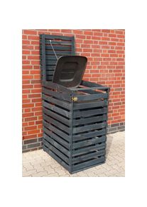Promadino M&uuml;lltonnenbox, f&uuml;r 1x120 l aus Holz, BxTxH: 68x63x111 cm grau Aufbewahrungsboxen