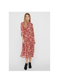 V&eacute;ro Moda VERO MODA Midikleid &raquo;VMDINO 3/4 CALF DRESS WVN&laquo; rot XL N-Gr marsala aop dino Trendy Chiffonkleid von VERO MODA