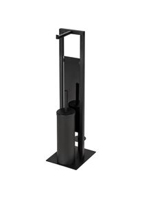 Wenko WC-Garnitur &raquo;Rivalta&laquo;, aus Stahl-Glas-Polypropylen, schwarz, 3 in 1 Standgarnitur schwarz