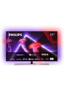 Philips OLED-Fernseher &raquo;55OLED807/12&laquo;, 139 cm/55 Zoll, 4K Ultra HD, Smart-TV-Android TV silberfarben Bringen Sie IMAX nach Hause. IMAX...