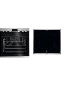 AEG Induktions Herd-Set &raquo;TEAMH2PIS2&laquo;, EPE55526BM, Pyrolyse-Selbstreinigung grau 4 elektronische Automatikkochstellen