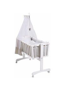 Roba&reg; Stubenbett &raquo;Komplettwiegenset, Heartbreaker&laquo;, mit Komplettausstattung wei&szlig;