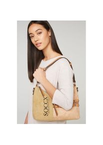 SOCCX Schultertasche, mit RV-Fach auf der R&uuml;ckseite beige