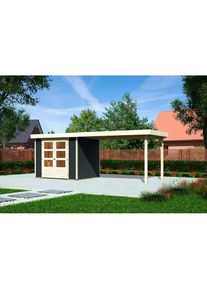Karibu Gartenhaus &raquo;Askola 3&laquo;, mit Anbaudach grau anthrazit