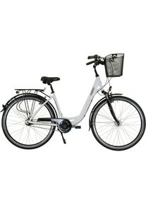 HAWK Bikes Cityrad &raquo;HAWK City Wave Deluxe Plus White&laquo;, 7 Gang, Shimano, Nexus Schaltwerk wei&szlig; Fahrrad