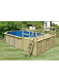 Karibu Achteckpool &raquo;PALMA Set D&laquo;, (Set, 6 tlg.), BxLxH: 358x569x124 cm, mit Sonnenterrasse B und 2 Eckterrassen braun