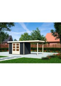 Karibu Gartenhaus &raquo;Askola 4&laquo;, mit Anbaudach grau anthrazit