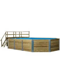 Weka Achteckpool &raquo;Mali 4 Plus&laquo;, (Set), BxLxH: 376x714x116 cm, 8-tlg. braun