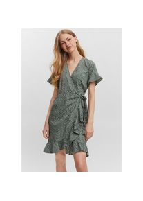 V&eacute;ro Moda VERO MODA Wickelkleid &raquo;VMHENNA 2/4 WRAP FRILL DRESS&laquo; gr&uuml;n L N-Gr laurel wreath aop tiny dots S&uuml;&szlig;es Sommerkleid mit R&uuml;schen von VERO MODA