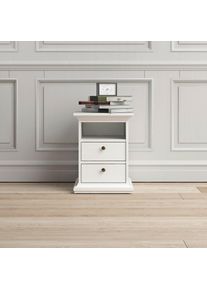 Home Affaire Nachttisch &raquo;Paris&laquo;, Landhaus-Stil mit 2 Schubladen und einem offenen Fach, Breite 43, 6 cm wei&szlig;