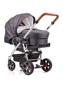 Gesslein Kombi-Kinderwagen &raquo;F4 Air+, Eloxiert Cognac mit Tragetasche C1 Lift, Reh&laquo;, Design & Handarbeit aus Deutschland grau Kinderwagen