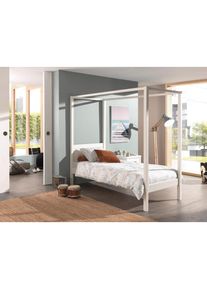 Vipack Himmelbett, wahlweise mit Textil-Set wei&szlig; Kiefer massiv, wei&szlig; lackiert