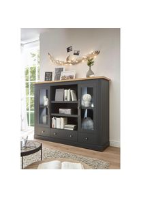 Home Affaire Highboard &raquo;Westminster&laquo;, im angesagten Landhaus-Look grau Grau dunkel, Applikation Wotan Eiche Dekor