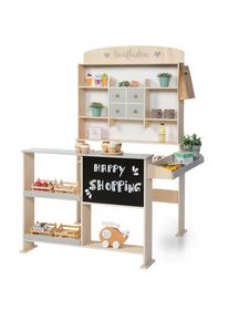 SUN Kaufladen &raquo;Natur, wei&szlig;/grau&laquo;, mit Kreidetafel grau Kaufl&auml;den