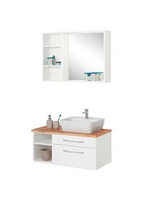 HELD M&Ouml;BEL HELD M&Ouml;BEL Badm&ouml;bel-Set &raquo;Davos&laquo;, (3 St.), Waschplatz mit Regal und Spiegel wei&szlig;
