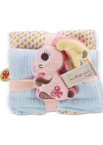 Nici Stoffwindeln &raquo;My first Mulltuch 2er Set mit Greifling Hase Hopsali, 10 cm&laquo; bunt