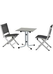 siena GARDEN Balkonset &raquo;Tesoro / Sola&laquo;, (Set, 3 tlg.), Set, 3-tlg, bestehend aus 2 Sesseln und 1 Tisch grau, dark stone, silber