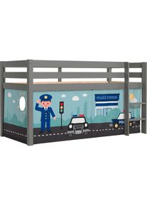 Vipack Spielbett &raquo;Pino&laquo;, mit Textil-Set, inkl. Rolllattenrost, in Natur, Wei&szlig; oder Grau grau