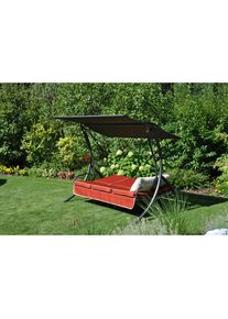 Angerer FREIZEITM&Ouml;BEL Hollywoodschaukel &raquo;Primero Style&laquo;, inkl. Auflagen und Zierkissen grau dunkelgrau + terracotta