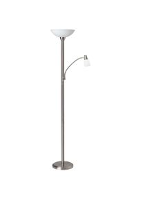 BRILLIANT LEUCHTEN LED Deckenfluter &raquo;Lucy&laquo;, 1 flammig-flammig, 179 cm H&ouml;he, &Oslash; 30 cm, 1x 4, 8W E27 + 2, 7W E14 inkl, Metall/Glas, eisen silberfarben...