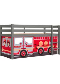 Vipack Spielbett &raquo;Pino&laquo;, mit Textil-Set, inkl. Rolllattenrost, in Natur, Wei&szlig; oder Grau grau