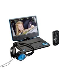 Lenco Portabler DVD-Player &raquo;DVP-910&laquo; blau Mit Fernbedienung, Kopfst&uuml;tzen-Halterung & Kopfh&ouml;rer