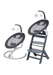 BABYGO Hochstuhl &raquo;Family Homey Set, grau/dunkelgrau&laquo;, mit elektrischer Babywippe inkl. Spielbogen grau grau/dunkelgrau