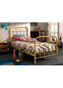 Vipack Kinderbett, Metallbett, Jugendbett, Einzelbett mit Lattenrost gelb