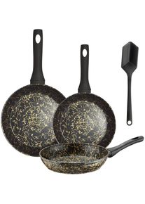 Pinti Inox PINTINOX Pfannen-Set &raquo;Stardust&laquo;, Aluminium, (Set, 4 tlg.), 3-lagige Antihaftbeschichtung, Induktionsgeeignet, inkl. Pfannenwender goldfarben...