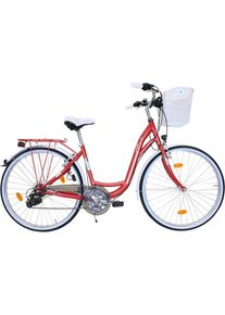 FASHION LINE Cityrad, 21 Gang, Shimano, TY 300 Schaltwerk, Kettenschaltung rot Fahrrad