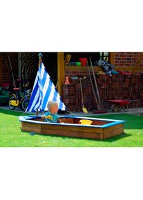 Dobar Sandkasten, BxLxH: 96x180x125 cm cm, mit Segel blau braun/blau/natur