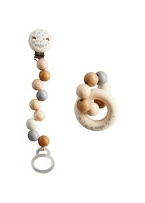 Haba Greifling &raquo;P&uuml;nktchen&laquo;, (Set, 2 tlg.), mit Schnullerkette grau
