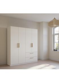 Rauch Dreht&uuml;renschrank &raquo;Skandi by Quadra Spin&laquo;, im Landhaus-Stil mit Massivholzgriffen aus Wildeiche, mit Schubladen wei&szlig; Alpinwei&szlig;