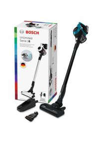 Bosch Akku-Stielstaubsauger &raquo;Unlimited Serie 6, schwarz, BKS6111P&laquo;, 18V Power for ALL Akku, inkl. M&ouml;belpinsel blau Akkusauger