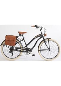 VENICE - I LOVE ITALY Cruiser &raquo;CRUISER Sun on the beach LADY&laquo;, 6 Gang, Kettenschaltung, (Set, 2 tlg., mit Gep&auml;cktr&auml;gertaschen) schwarz Fahrrad