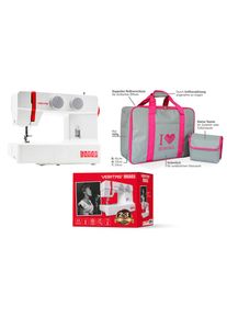 Veritas Freiarm-N&auml;hmaschine &raquo;Sarah - I love sewing&laquo;, 13 Programme, mit Gratis N&auml;hmaschinentasche rot