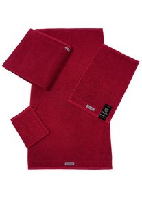 Ross Waschhandschuh &raquo;Smart&laquo;, (6 tlg.), Uni-Rippe mit Velourslabel rot marsala