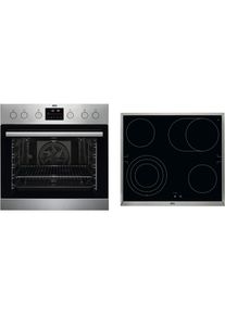 AEG Elektro-Herd-Set &raquo;TEAMHHP2&laquo;, EPS335061M, Pyrolyse-Selbstreinigung silberfarben LED Display mit Touchbedienung