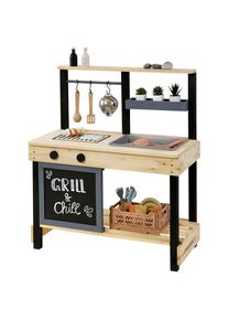 Muddy Buddy&reg; Outdoor-Spielk&uuml;che &raquo;Grill & Chill&laquo;, natur - schwarz schwarz natur-schwarz