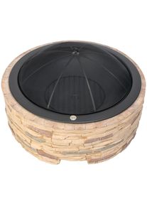 WESTMANN Feuerstelle &raquo;LG 909&laquo;, Steinoptik mit Abfanggitter, BxTxH: 90x90x51 cm beige Feuerk&ouml;rbe