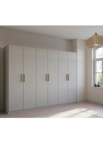 Rauch Dreht&uuml;renschrank &raquo;Skandi by Quadra Spin&laquo;, im Landhaus-Stil mit Massivholzgriffen aus Wildeiche grau Seidengrau