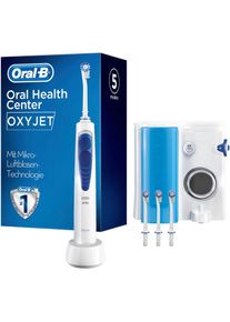 Oral-B ORAL B Munddusche &raquo;OxyJet&laquo;, 4 St. Aufs&auml;tze}, Mikro-Luftblasen-Technologie blau Lieferumfang: 1 OxyJet Reinigungssystem, 4 OxyJet Aufsteckd&uuml;sen