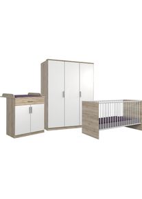 wimex Babyzimmer-Komplettset &raquo;Kiel&laquo;, (3 St.), Bett + Wickelkommode + 3-trg. Schrank wei&szlig; San Remo Eiche Nachbildung/Wei&szlig;