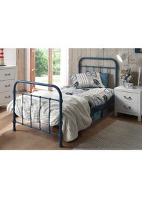 Vipack Kinderbett, Metallbett, Jugendbett, Einzelbett mit Lattenrost blau