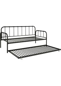 COUCH&hearts; Metallbett &raquo;Kuschel Kumpel&laquo;, Metall, Lattenrost, ausziehbare Schlafffl&auml;che, Liegefl&auml;che 90 x 200 cm schwarz
